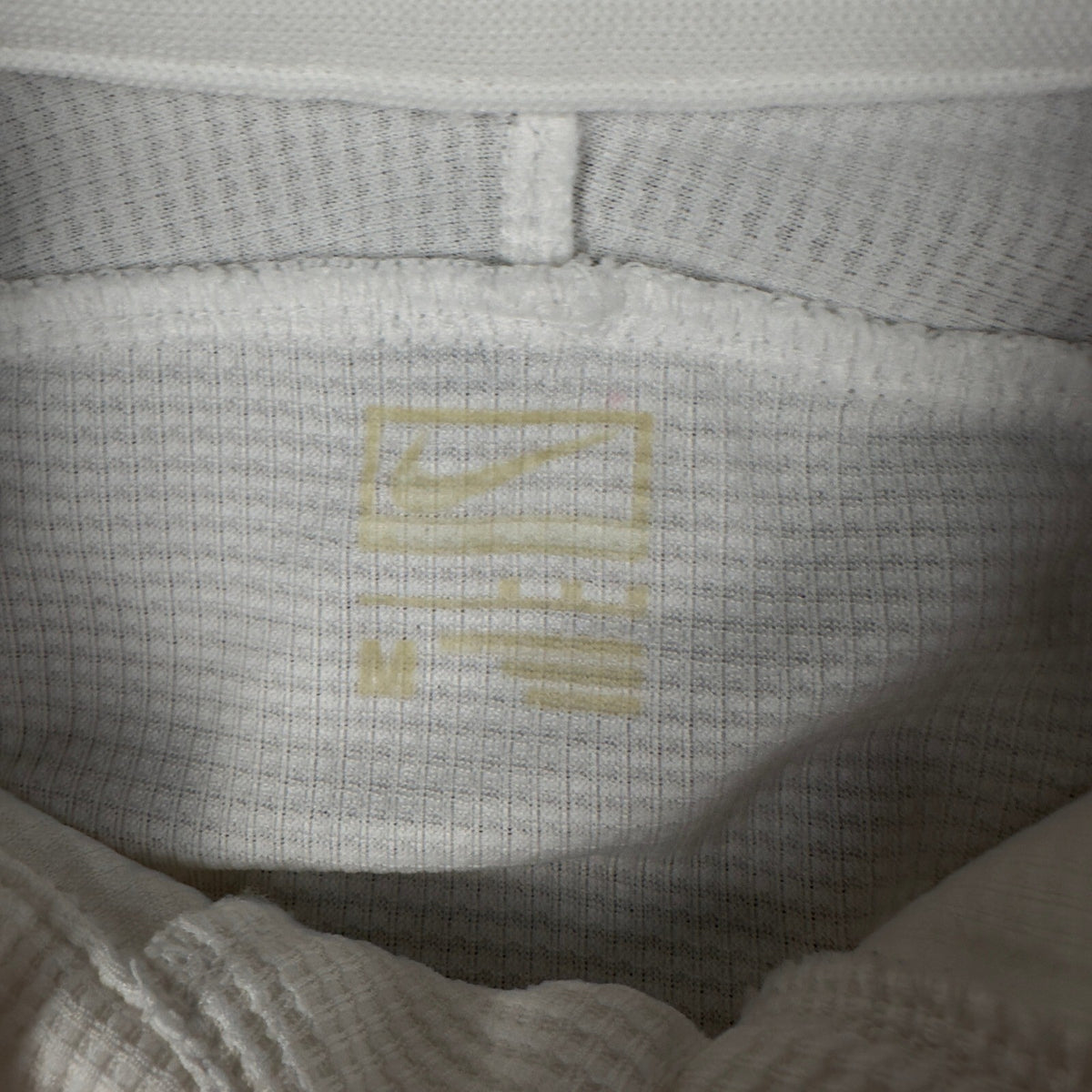 Vintage Nike Waffle Knit Polo Shirt Mens M White Y2K Swoosh