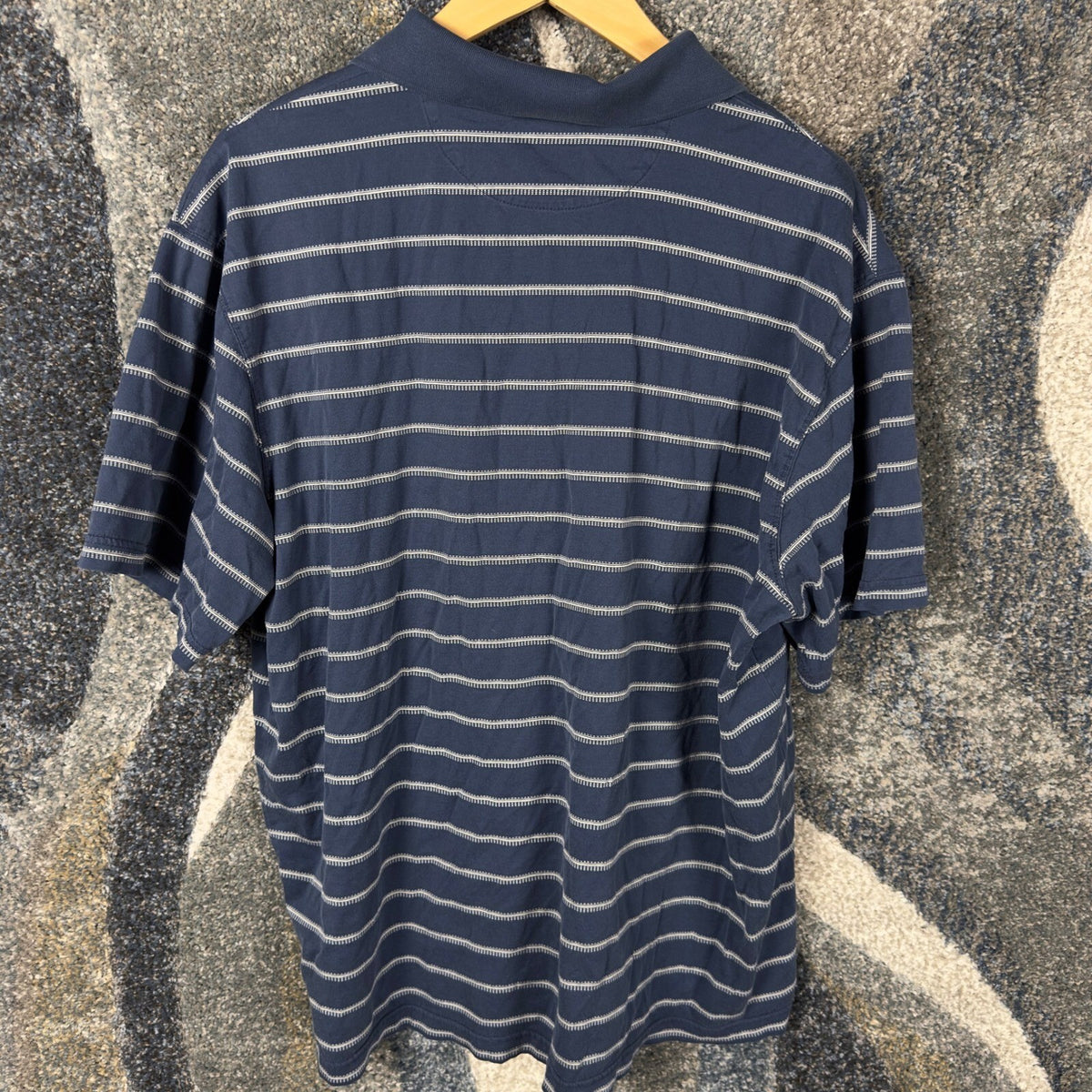 Chaps Golf Striped Polo Shirt Mens XL Navy White Mercerized