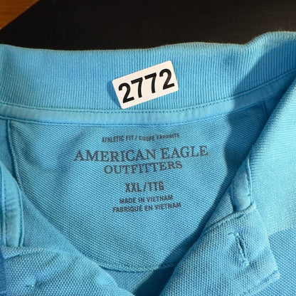 American Eagle Polo Shirt Mens XXL Blue Athletic Fit