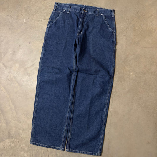 Carhartt Dungaree Carpenter Jeans Mens 38x32 Blue Workwear