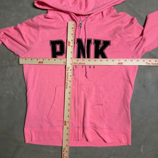 Y2K Victoria's Secret PINK Zip Up Hoodie Womens Large Pink Logo Sweatshirt