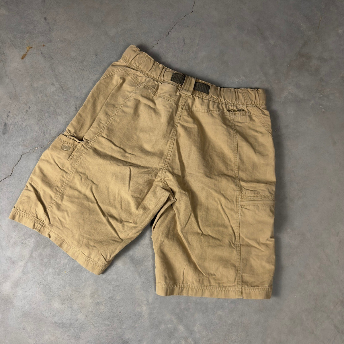 Columbia Cargo Shorts Mens S Tan Khaki Hiking Belted Outdoor