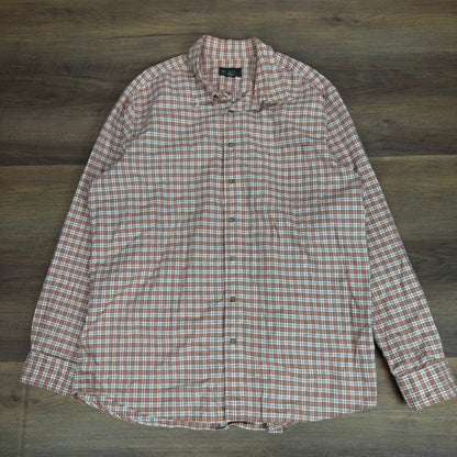 Eddie Bauer Plaid Button Down Shirt Mens XXL Tall Orange