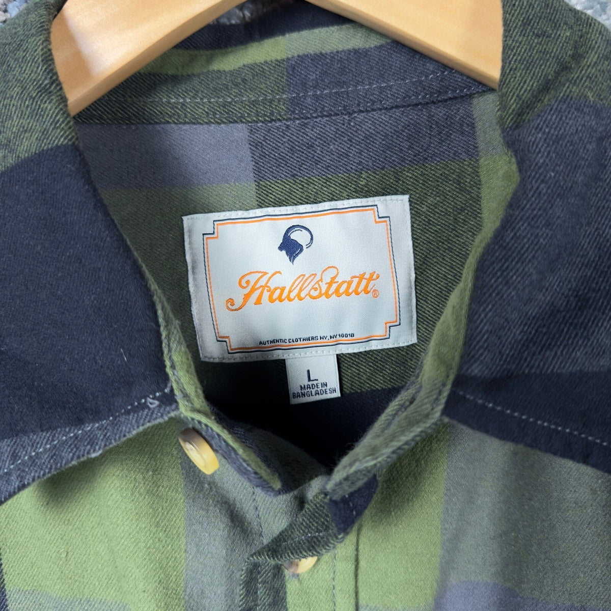Hallstatt Buffalo Plaid Flannel Shirt Mens L Green Black