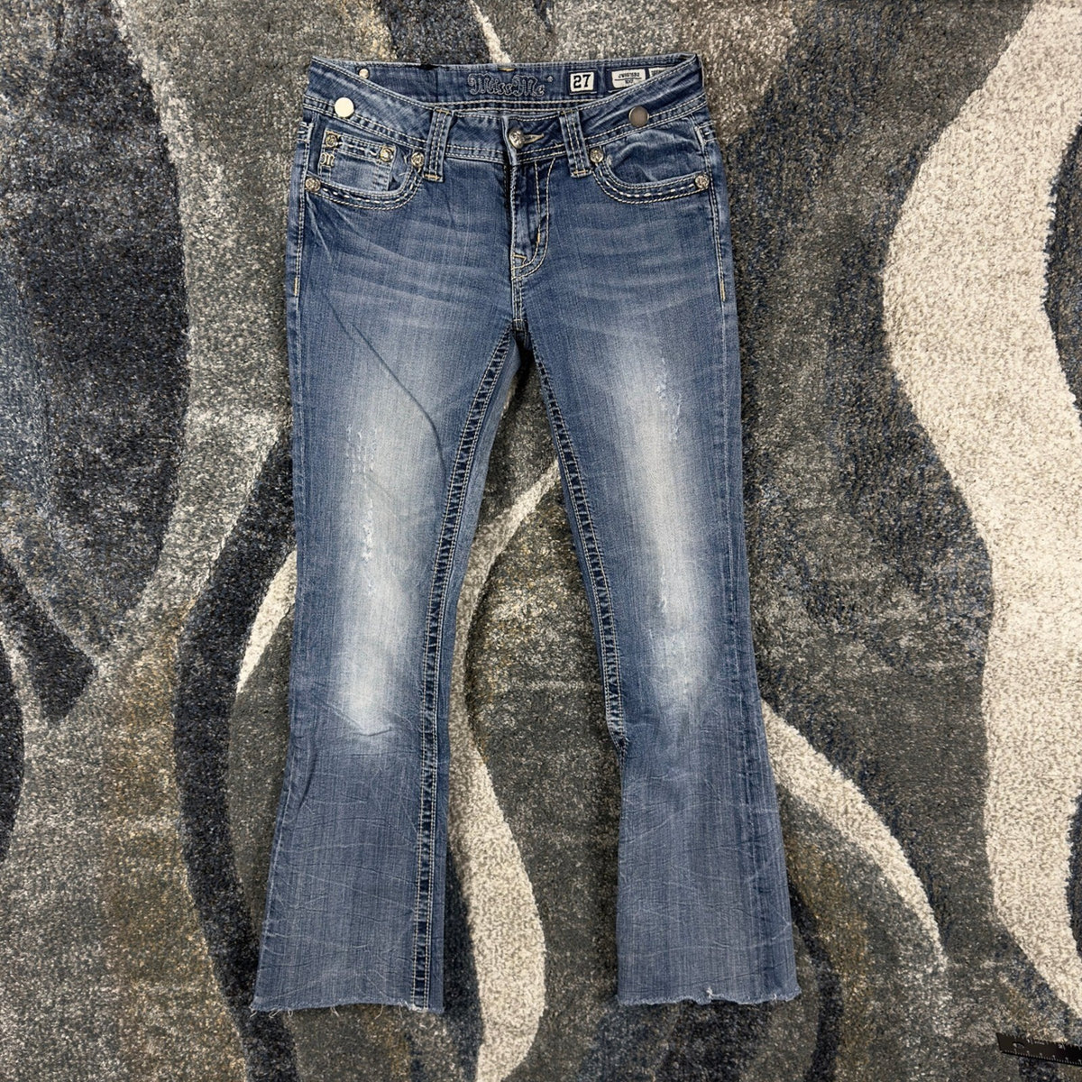 Y2K Miss Me Bootcut Jeans Womens 27 Medium Wash Embellished