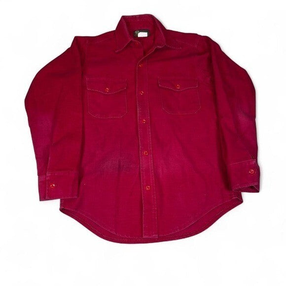 Camp Site Duluth Minnesota Button Up Shirt Mens M Red Cotton