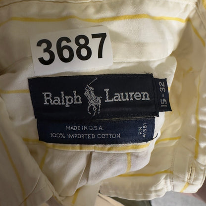 Ralph Lauren Striped Shirt Mens 15.5 32 Yellow