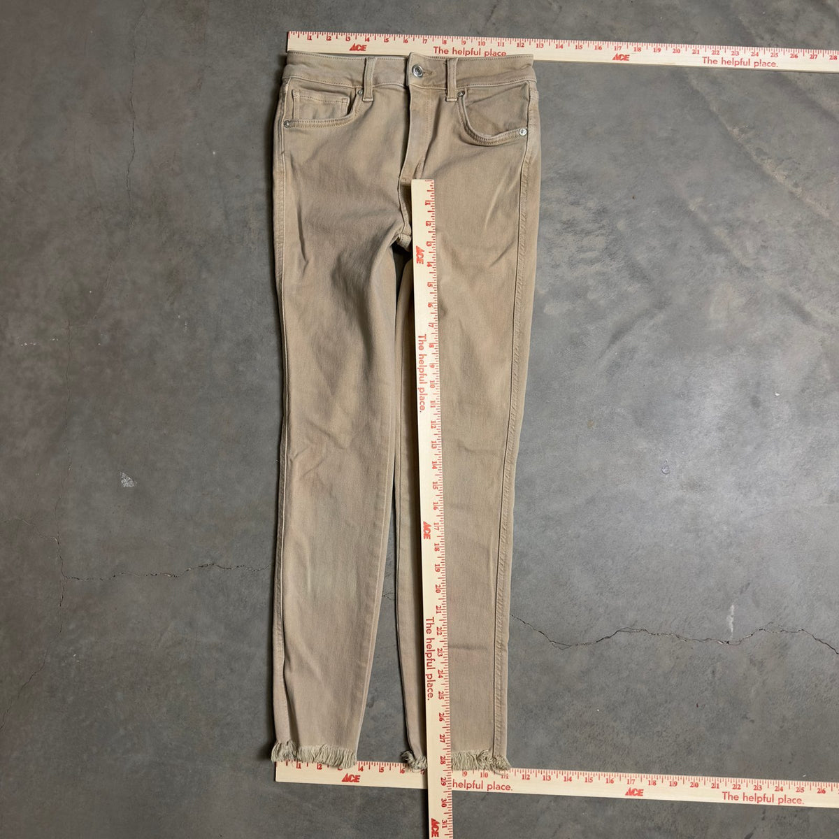 We The Free Skinny Pants Womens 26 Beige Raw Hem
