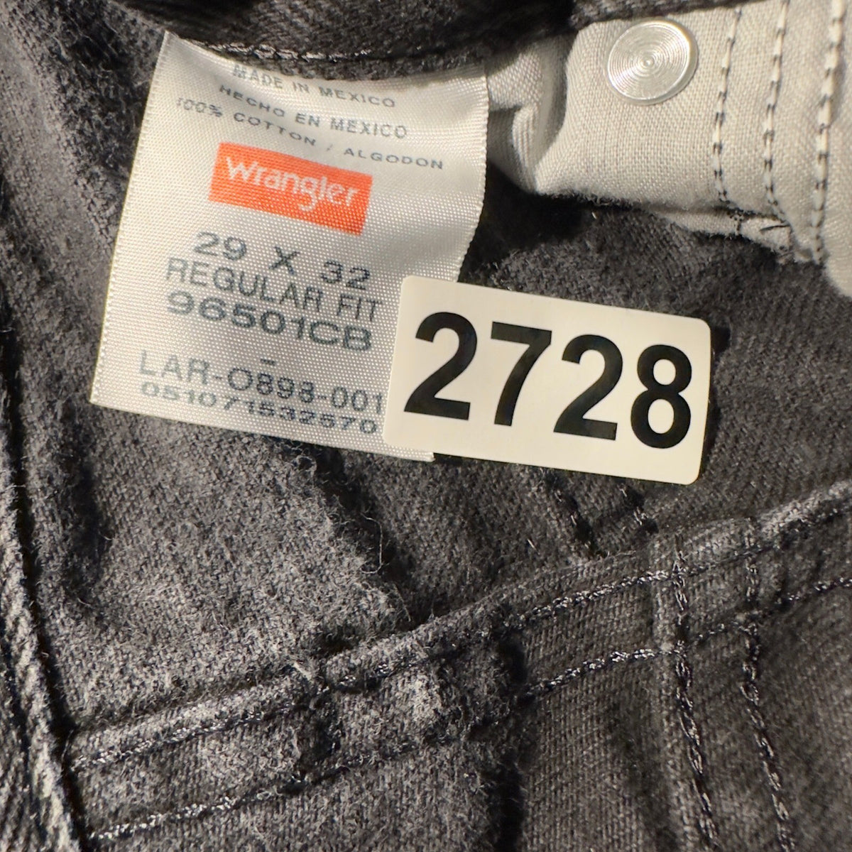Wrangler Regular Fit Jeans Mens 29x32 Black 96501CB