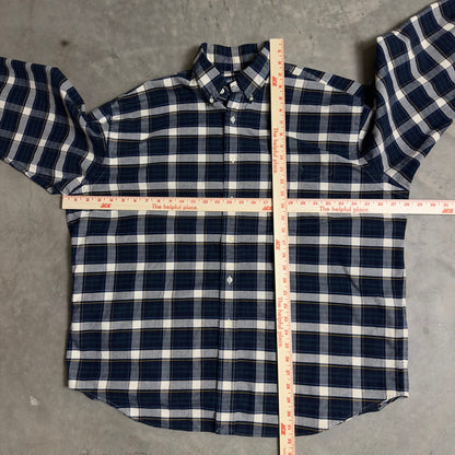 Ralph Lauren Big Shirt Mens L Navy Plaid Cotton
