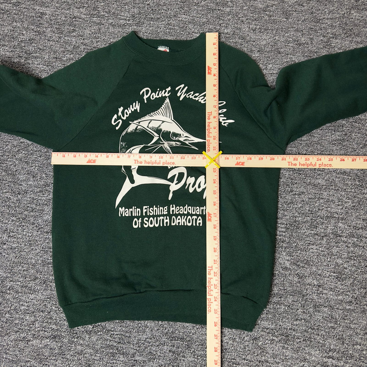 Vintage Stony Point Yacht Club Marlin Crewneck Green L