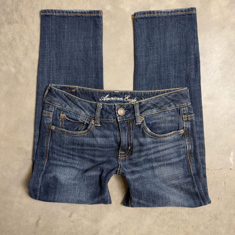 American Eagle Boy Fit Baggy Jeans Womens 00 Blue