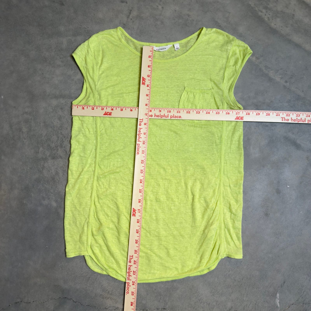 Athleta Linen Pocket Tee Womens S Chartreuse Cap Sleeve