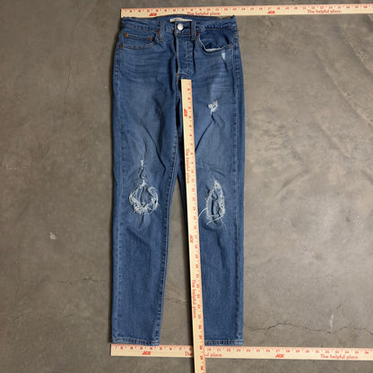 Levi's Wedgie Skinny Jeans Womens 27 Blue Distressed
