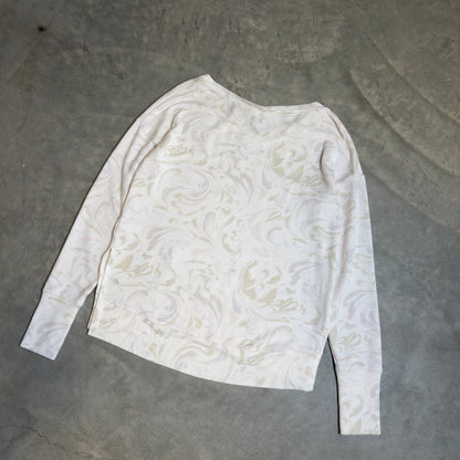 Athleta Marbled Print Pullover Sweatshirt Womens XXS Cream