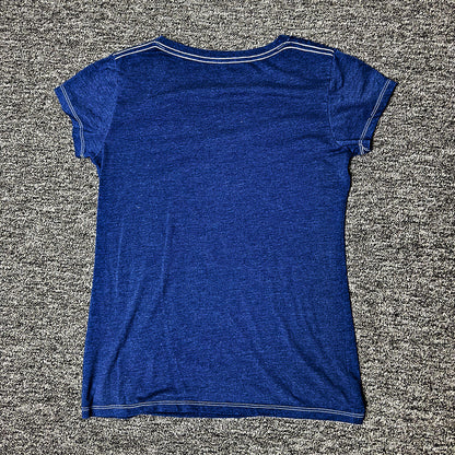 Back to the Future Tee Womens L Blue V-Neck Graphic