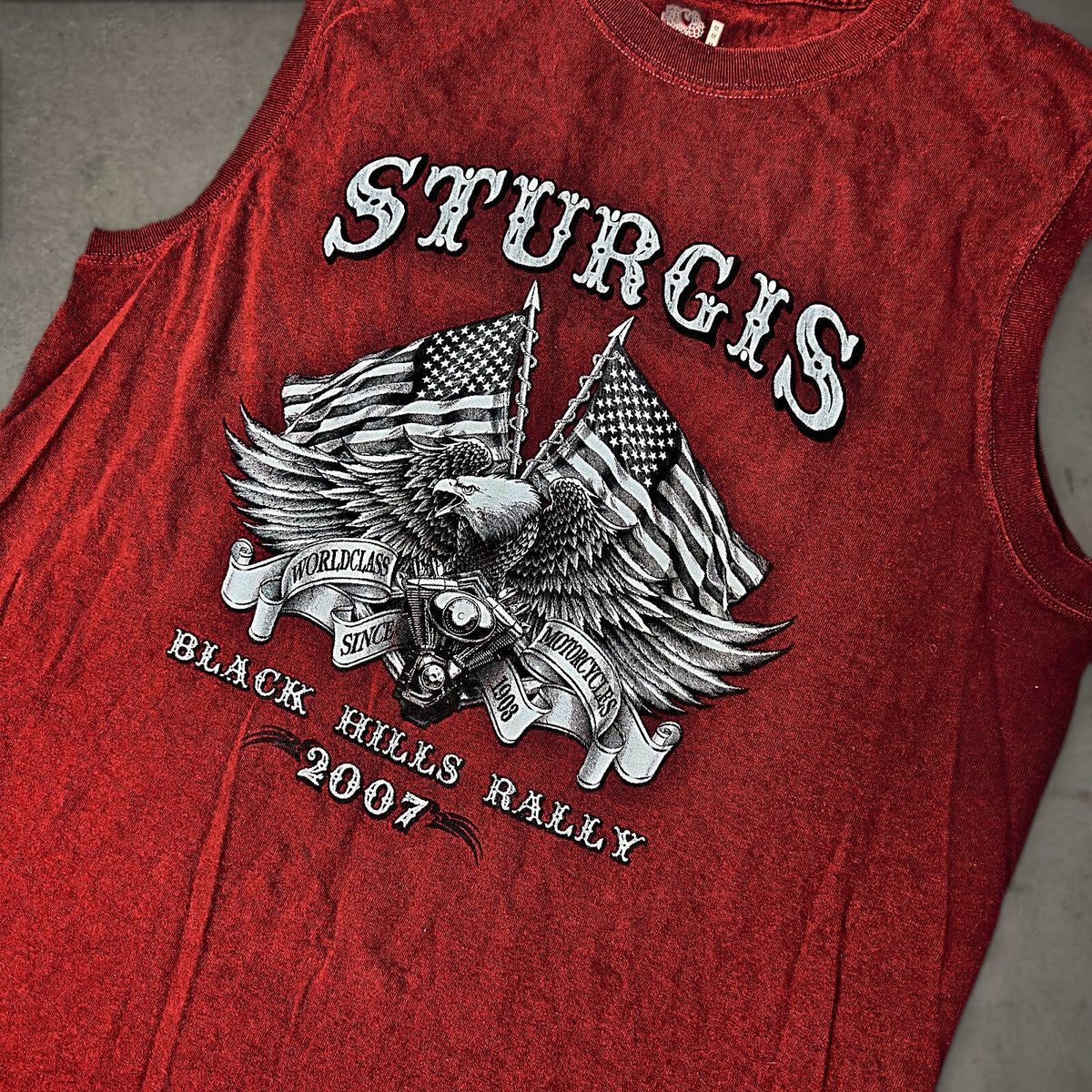 Fruit of the Loom Sturgis 2007 Sleeveless Tee Mens M Red