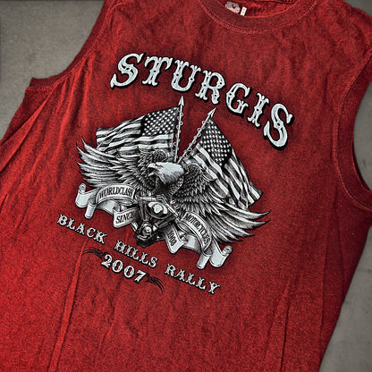 Fruit of the Loom Sturgis 2007 Sleeveless Tee Mens M Red