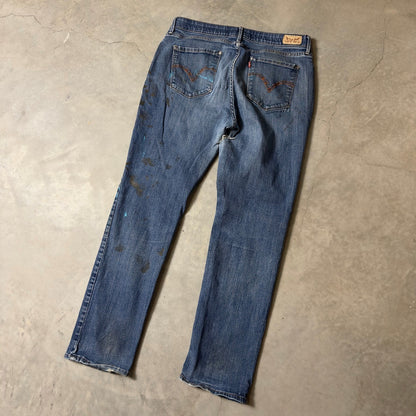 Levi's Paint Splatter Jeans Women 33 Blue Grunge Baggy