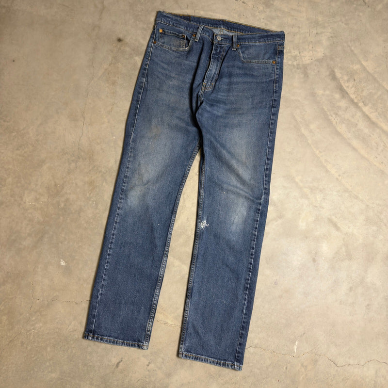 Levi's 505 Straight Leg Jeans Mens 36x34 Blue Baggy Casual Streetwear