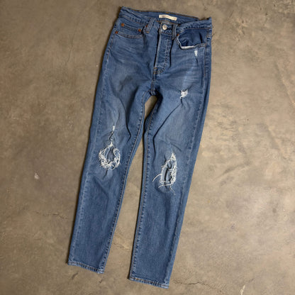 Levi's Wedgie Skinny Jeans Womens 27 Blue Distressed
