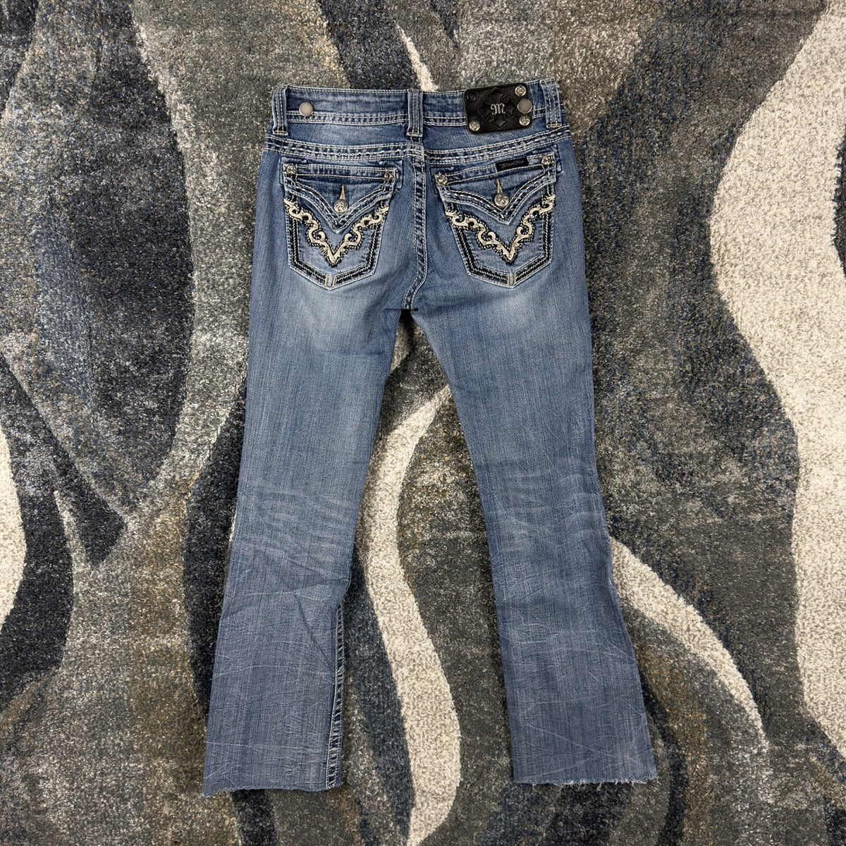 Y2K Miss Me Bootcut Jeans Womens 27 Medium Wash Embellished