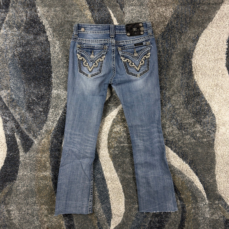 Y2K Miss Me Bootcut Jeans Womens 27 Medium Wash Embellished