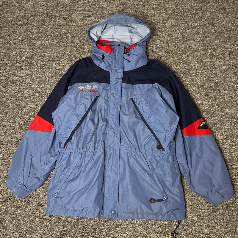 Columbia Tech Series Hooded Jacket Womens M Blue Gorpcore
