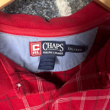 Chaps Ralph Lauren Plaid Polo Shirt Mens XXL Red White Black