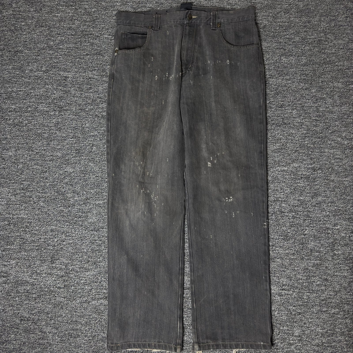 Y2K Gothic Lion Crest Embroidered Baggy Denim Jeans Gray