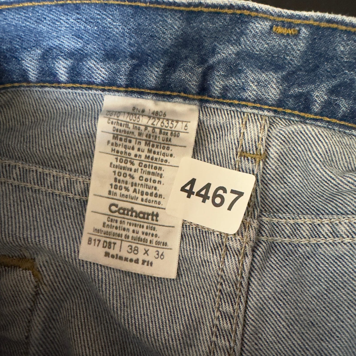 Carhartt Relaxed Fit Jeans Mens 38x36 Blue Workwear