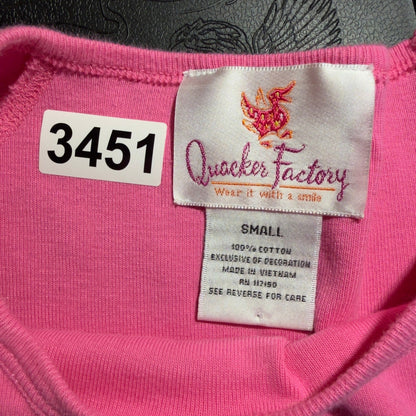 Quacker Factory Heart Rhinestone Top Womens Small Pink