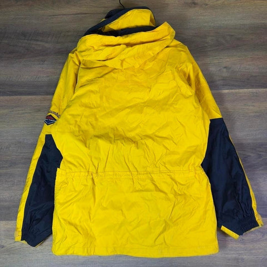 Columbia Hooded Ski Jacket Mens Small Yellow Black Winter Coat