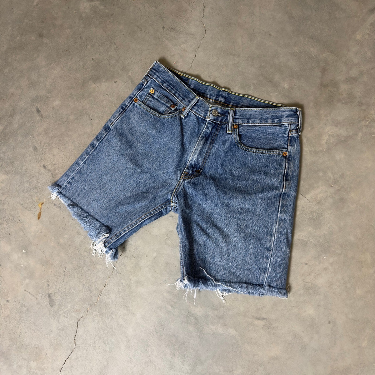 Levi's 505 Cutoff Denim Shorts Mens 31 Blue Baggy