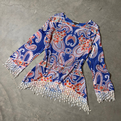 Vintage Hughbaby Sienna Rose Tunic Womens Small Blue Paisley