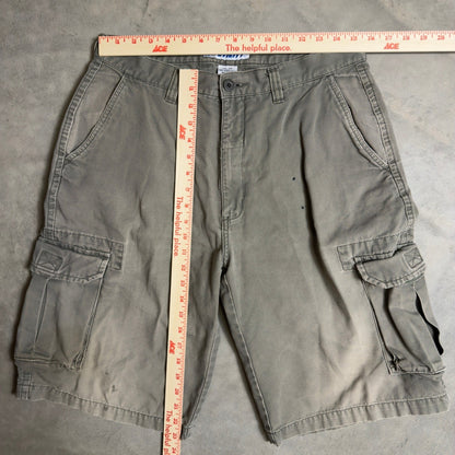 Utility Cargo Shorts Mens 34 Gray Green Baggy