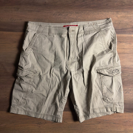 Y2K Unionbay Cargo Shorts Mens 36 Tan Khaki Baggy Utility