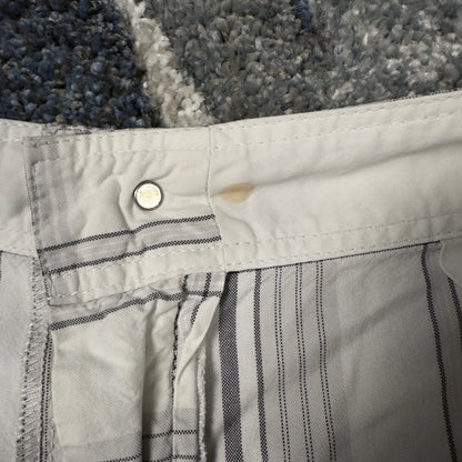 Express Plaid Cargo Shorts Mens 32 White Grey Baggy Preppy