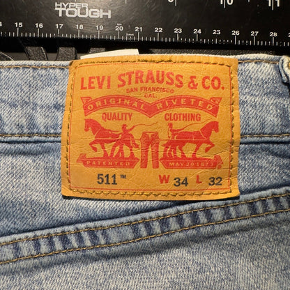 Levi's 511 Slim Fit Jeans Mens 34x32 Light Wash Repaired