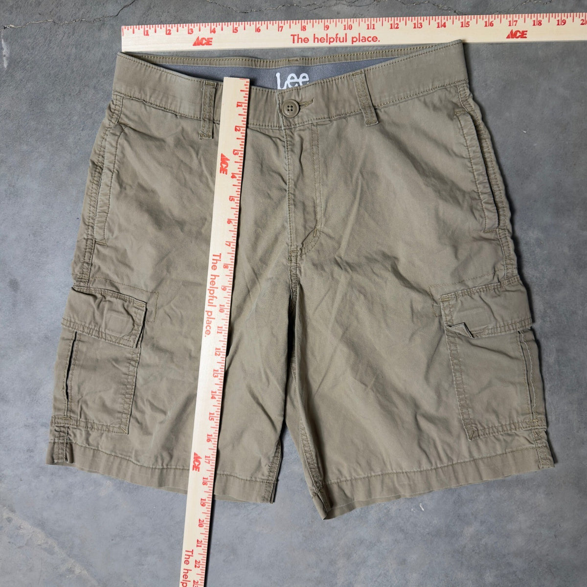 Lee Cargo Shorts Mens 30 Khaki Tan Gorpcore Utility Baggy Hiking Casual