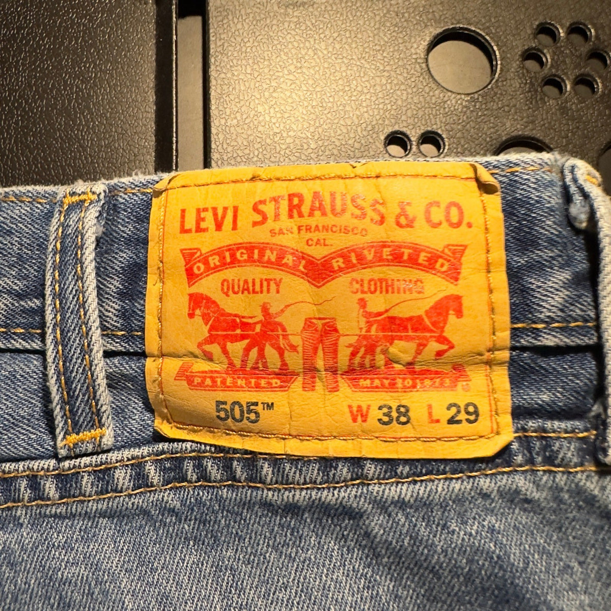 Levi's 505 Regular Fit Jeans Mens 38x29 Blue Baggy Grunge