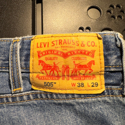 Levi's 505 Regular Fit Jeans Mens 38x29 Blue Baggy Grunge