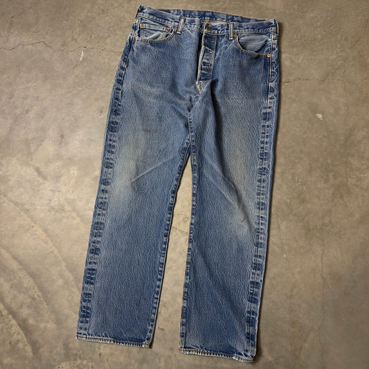 Levi's 501 Button Fly Jeans Mens 38x34 Medium Wash Faded