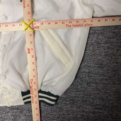 Birdie Heileman's Beer Satin Bomber Jacket L White Green