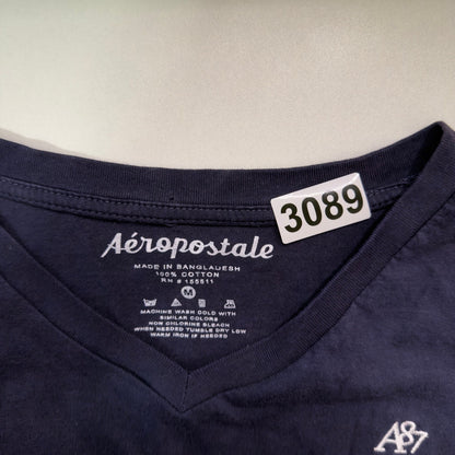 Aeropostale V-Neck T-Shirt Womens M Navy Blue A87 Cotton