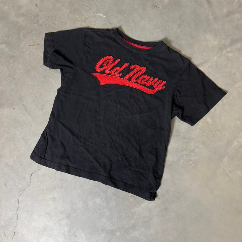 Old Navy Logo Graphic T-Shirt Boys Size M 8 Black Red Casual