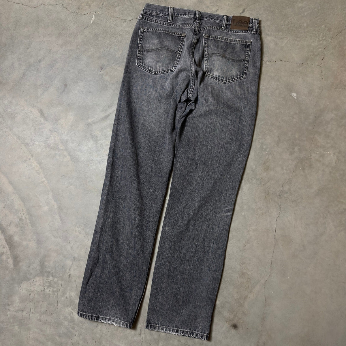 Vintage Lee Regular Fit Jeans Mens 34x34 Black Faded Grunge Streetwear Baggy