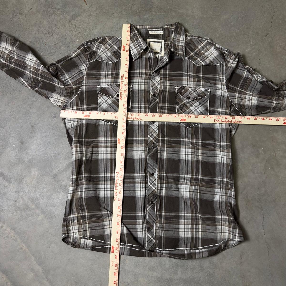 BKE Athletic Fit Plaid Western Snap Shirt Mens XL Brown