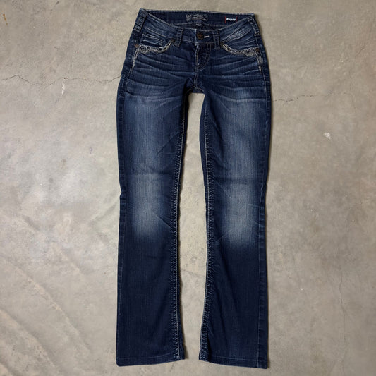 Silver Jeans Aiko Slim Bootcut Womens 25x33 Bling Pockets