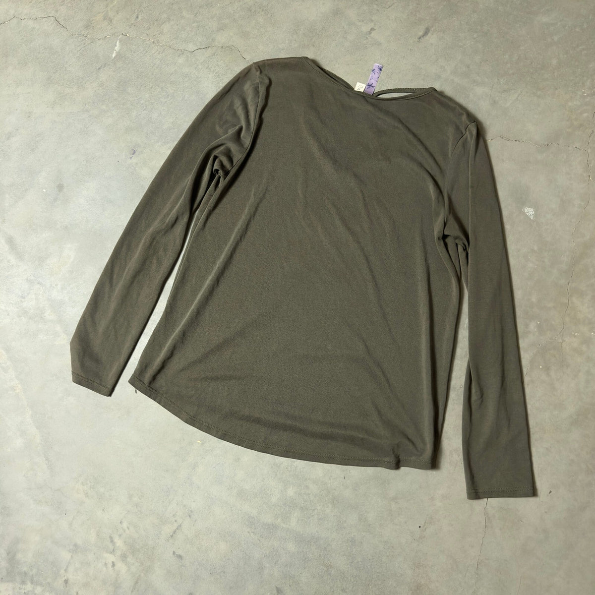 Vintage Alya Cutout Neckline Top Womens M Olive USA Made